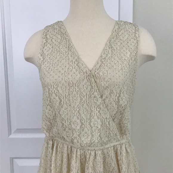 Maison Jules Lace and Gold White Dress M - Picture 2 of 8
